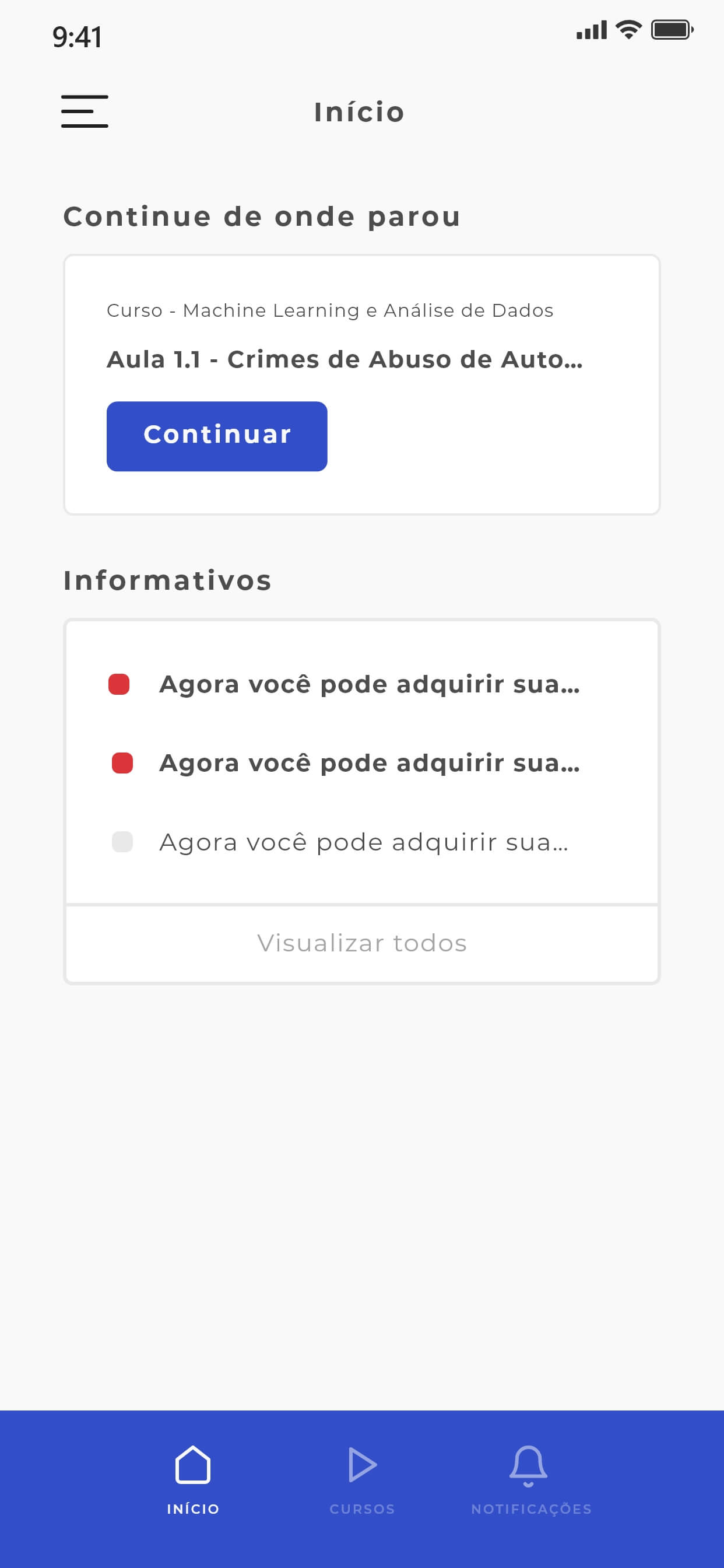 Print Screen da tela inicial